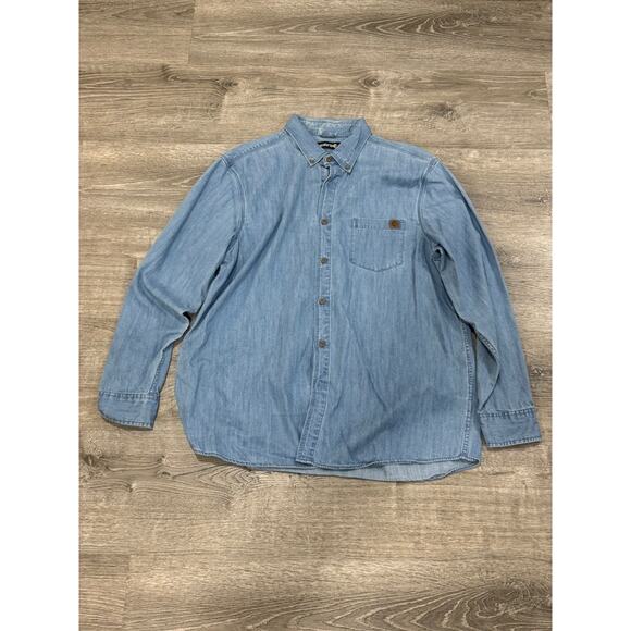 Solaris Outdoors Men's XL LS Dark Denim NEP 2-Pocket Button up Shirt - Picture 1 of 5